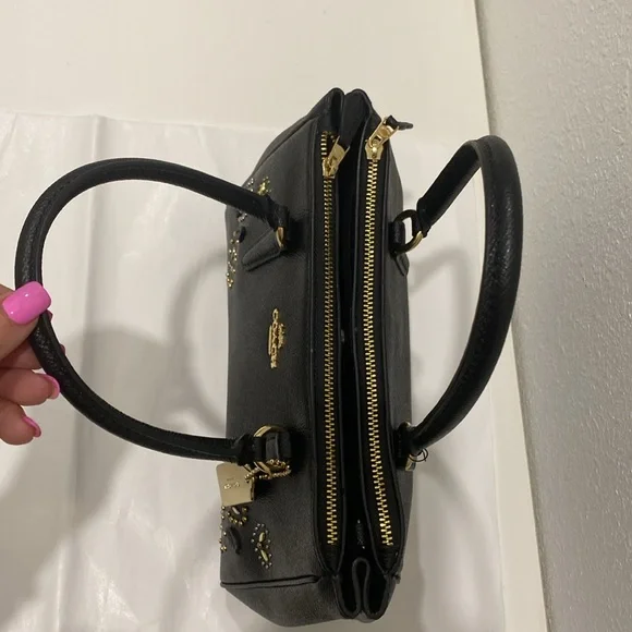 Coach Mini Surrey Carryall Black Heart  Limited Edition Leather Handbag - Picture 10 of 17